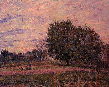 阿爾弗萊德 西斯萊 Walnut Trees, Sunset, Early Days of October